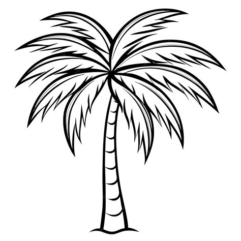 Premium Vector | Palm tree outline coloring book page line art ...