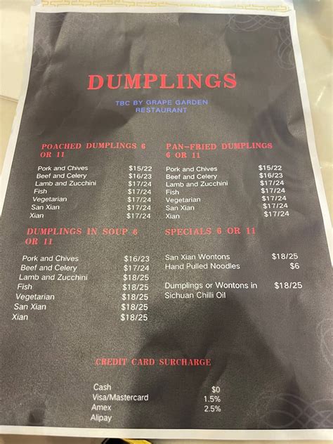 Menu at Grape Garden Restaurant 葡萄園, Potts Point