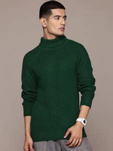 Roadster Printed Turtle Neck Casual Men Green Sweater - Buy Roadster ...