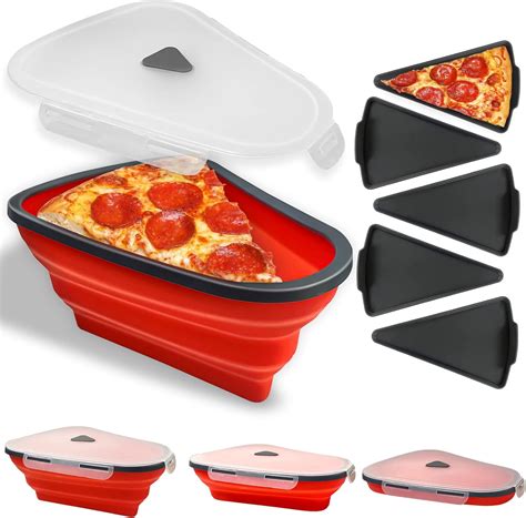 Pizza Storage Container, Reusable Collapsible Silicone Pizza Box Pack ...