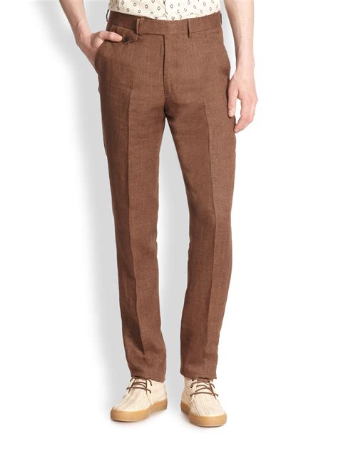 Billy reid Dorsey Linen Pants in Brown for Men | Lyst
