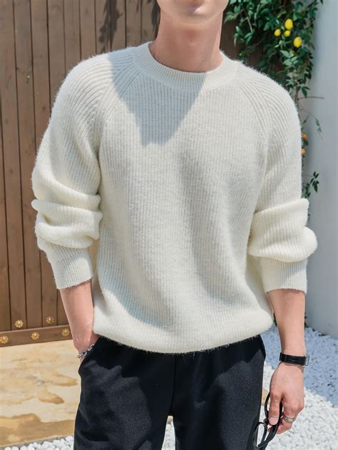 Men Raglan Sleeve Ribbed Knit Jumper | Sweater outfits men, Guys ...