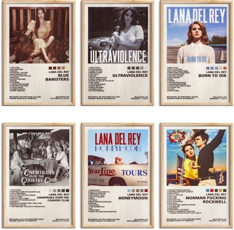 Lana Del Rey Posters Set of 6 Album Cover Posters 8 by 12 inch Music ...
