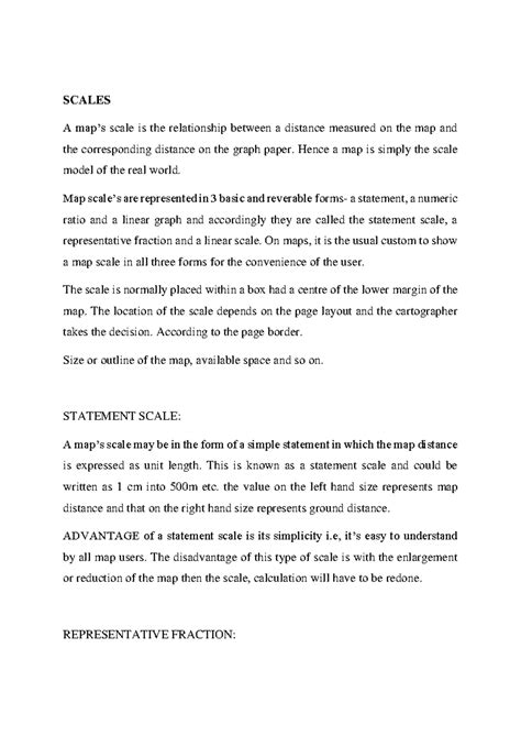 Scales - Lecture notes 2-5 - SCALES A map’s scale is the relationship ...