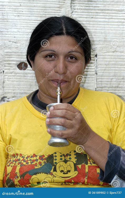 Portrait of Argentinian Woman Drinking Mate. Editorial Photography ...