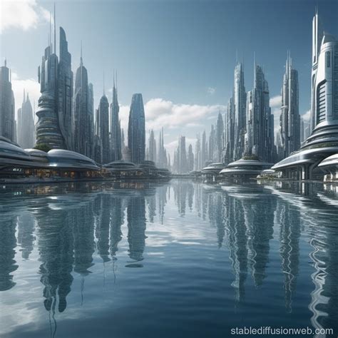 Futuristic Water-Surface City | Stable Diffusion Online