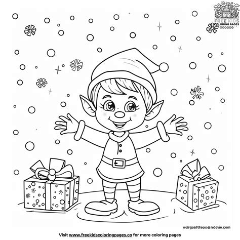 Festive Christmas Elf Coloring Pages