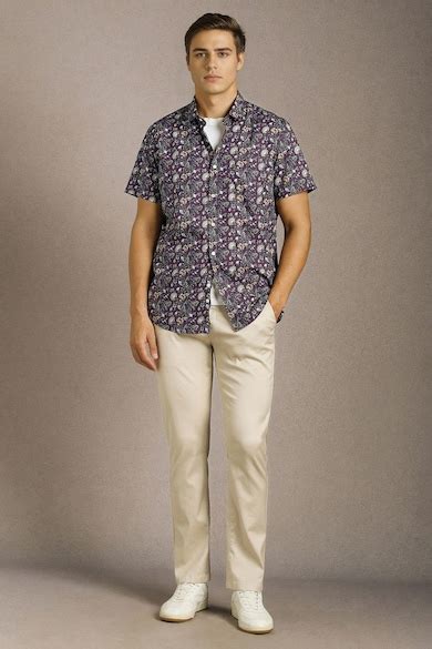 Buy Men Purple Print Half Sleeves Casual Shirt Online - 40006311 ...