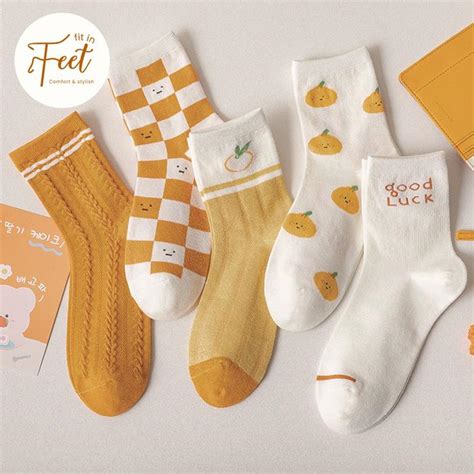 Promo FIT IN FEET - CASUAL MID WOMAN - ORANGE / Kaos Kaki Motif ...