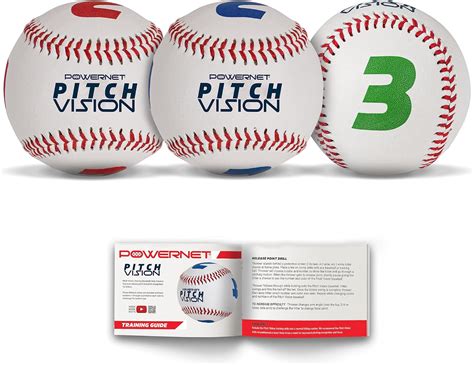 PowerNet Pitch Vision Training Baseballs, 4 Multicolored Numbered Sides ...
