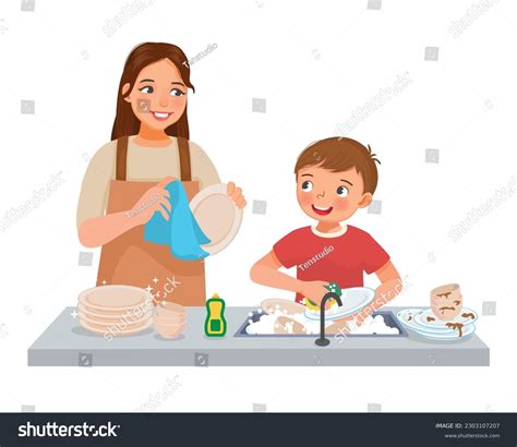 Kid Helping Mom Clipart