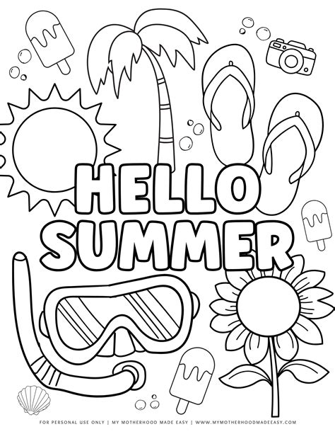11+ FREE Summer Coloring Pages for Kids & Adults (PDF) – My Motherhood ...