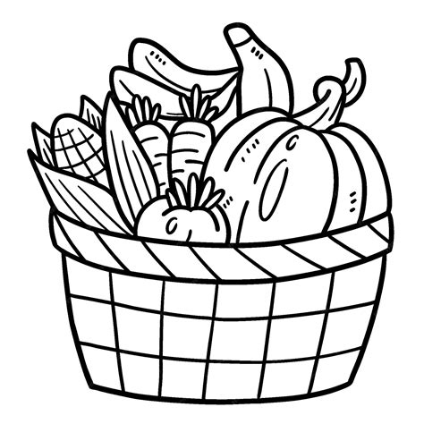 Premium Vector | Vegetables in the basket isolated coloring page