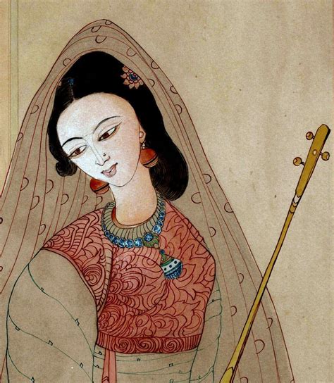 Girl With Instrument - Abdur Chugtai Painting by Abdur Rahman Chughtai ...