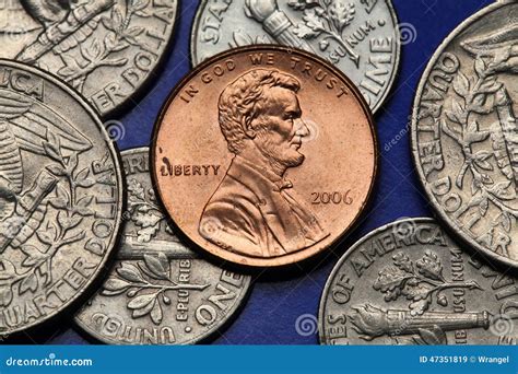 Coins of USA. US Cent. Abraham Lincoln Stock Image - Image of cash ...