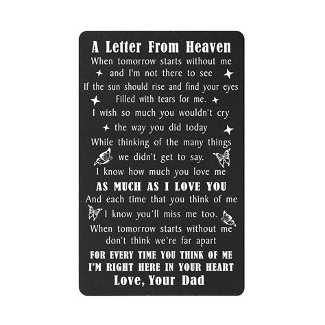 DEGASKEN Sympathy Cards for Loss of Dad, A Letter from Father In Heaven ...