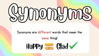 Synonyms-Interactive Visual Language Activity (72 Pages) by Happy Wave ...