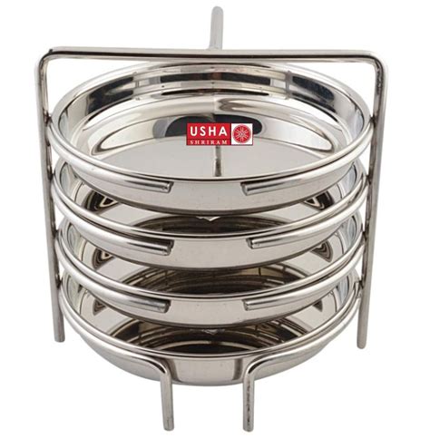 USHA SHRIRAM Stainless Steel Dhokla Maker Plate (5 Plate) With Handle ...