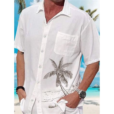 Men's Coconut Tree Tropical Plants Shirt Summer Hawaiian Shirt Aloha ...