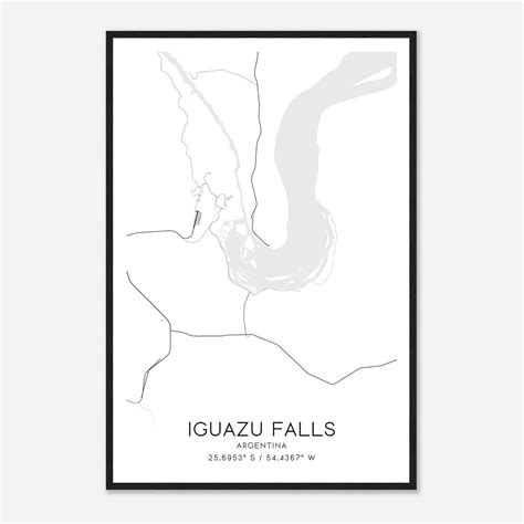 Iguazu Falls Argentina Map Poster, Iguazu Falls City Road Wall Art ...