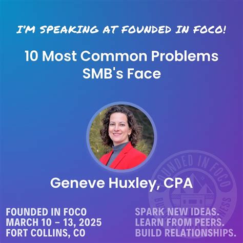 Today’s the day! The Founded in FoCo event is going on this week, and my… | Geneve Huxley, CPA