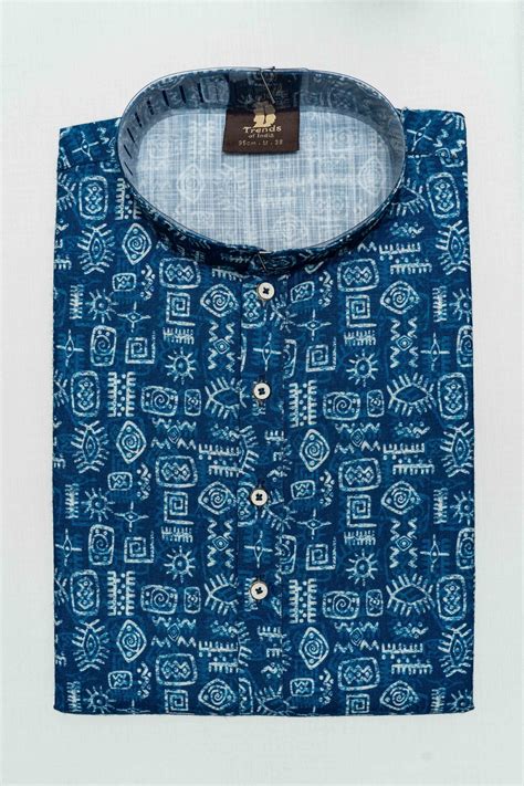 Batik Print Cotton Kurta - Blue – TRENDS OF INDIA