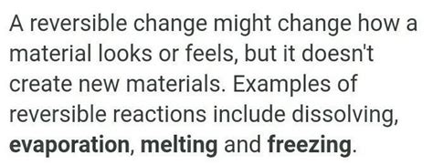 what are reversible change? give an example of reversible change ...