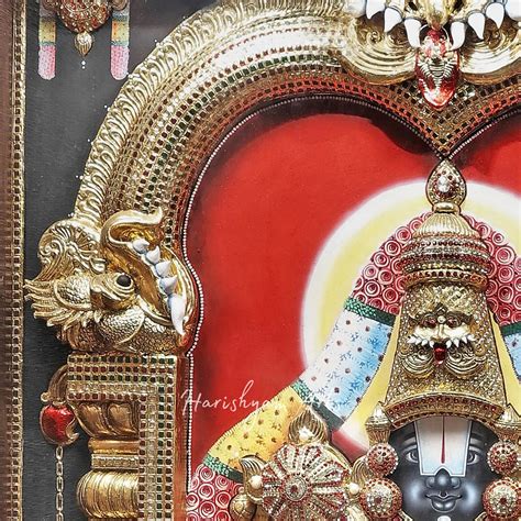 40" Standing Tirupati Balaji Tanjore Painting with Intricate Embossing
