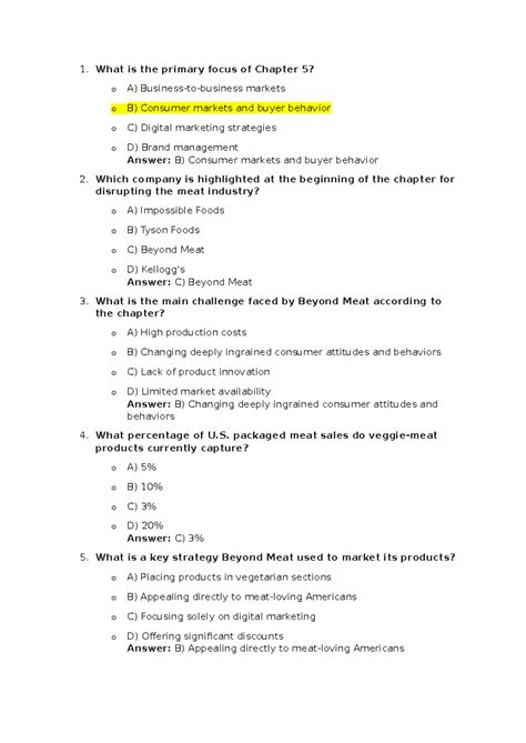 Kotler Chapter 5 MCQ - mcq - 1. What is the primary focus of Chapter 5 ...