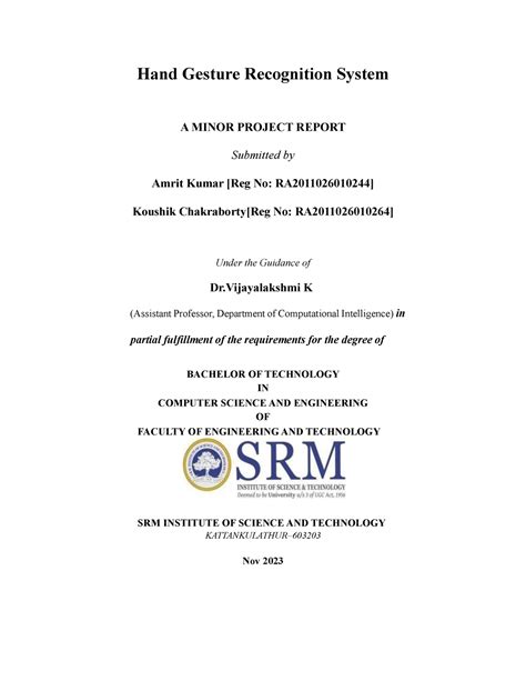 2023 Minor project edited 3 - Hand Gesture Recognition System A MINOR ...