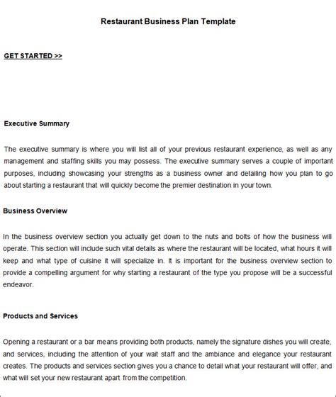 Small Restaurant Business Plan Template 的图像结果