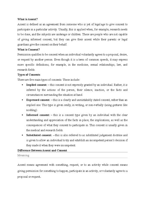 Assent vs Consent - What is Assent? Assent is defined as an agreement ...