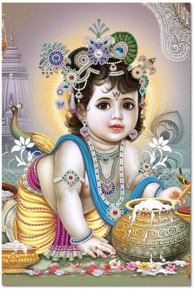 100Yellow Paper Krishna With Makhan Printed Posters For Pregnant Women ...