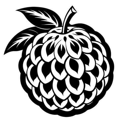Atemoya fruit silhouette illustration black and white | Premium AI ...