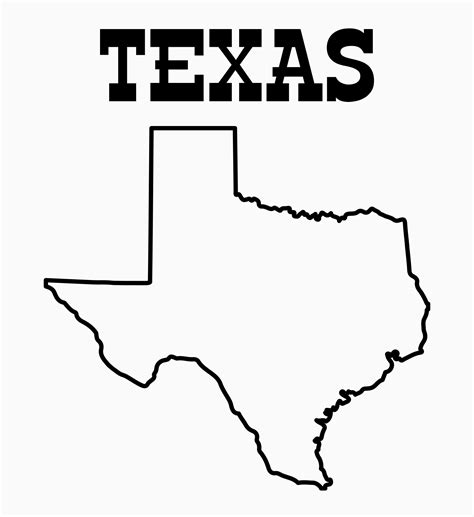 Outline Texas Map State Coloring Blank Capital Tx Printable Cliparts ...