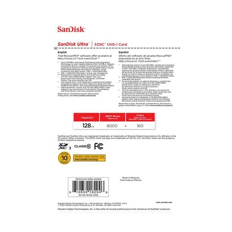 SanDisk 128GB Ultra UHS-I Class 10 U1 SDXC Memory | Elec ...