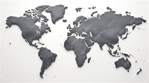 Premium AI Image | World map in grey scale on white background