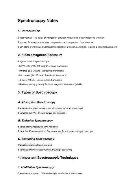 Spectroscopy Notes - Introduction to Key Techniques and Concepts - Studocu