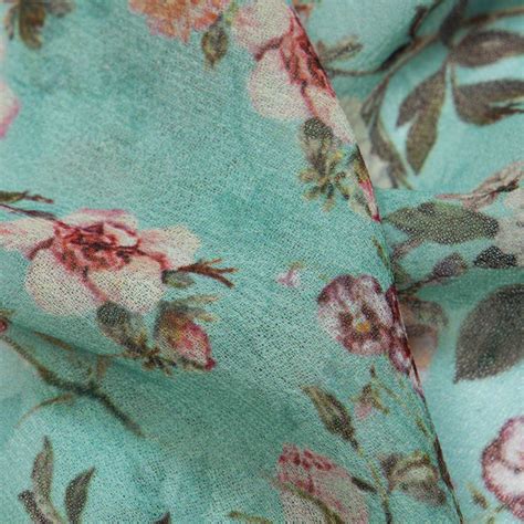 Teal Floral Digital Print Georgette Fabric – Fabcurate