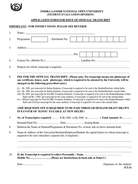 Image result for IGNOU Transcript Apply Online