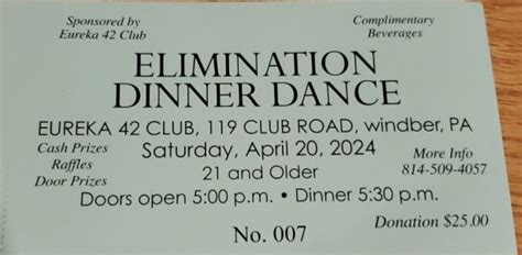 Second Annual Elimination Dinner Dance, 119 Club Dr, Windber, PA, Elton ...