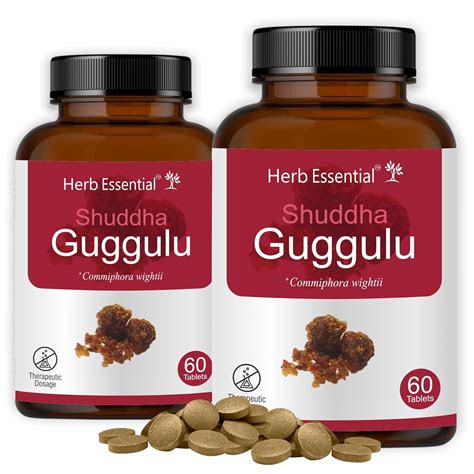 Herb Essential Shuddha Guggulu Tablets 60 Count (Pack of 2) | Ayurvedic ...
