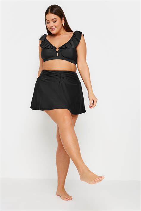 YOURS Plus Size Black Ruched Front Swim Skirt | Yours Clothing