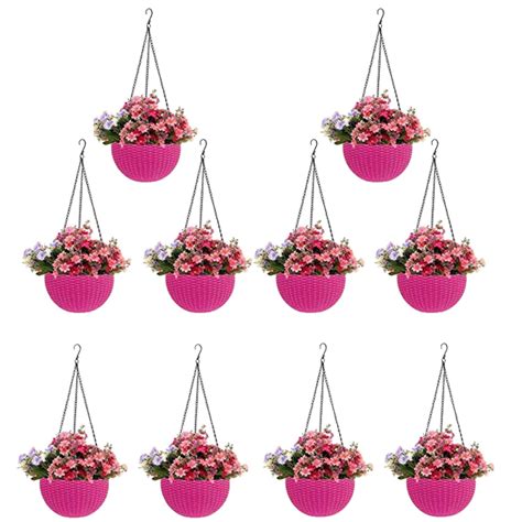 Go Hooked Pots | Plastic | Hanging Pot | Pink | Pot Diameter- 7.1 Inch ...