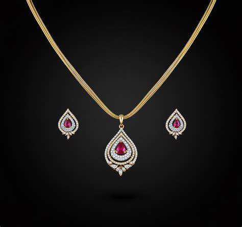 Ruby Stone kamal design with layer chain – Ohh chhori Fashion Jewellery