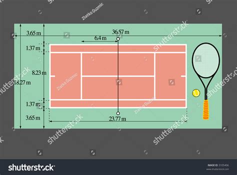 Tennis Terrain Dimensions Stock Vector 3105406 - Shutterstock