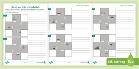 Rechts vor links: Grundschule – Arbeitsblatt Vorfahrtsregeln