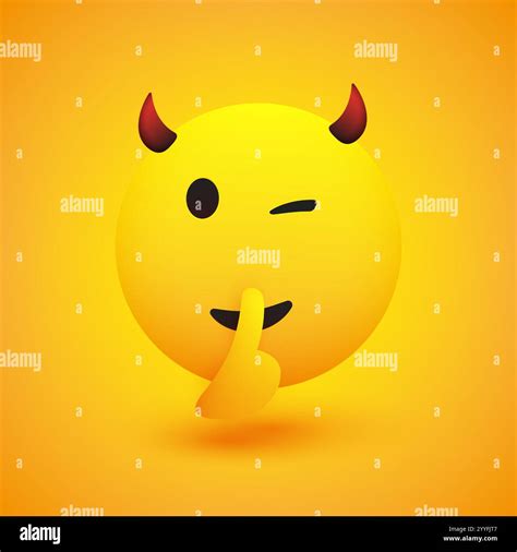 Winking, Shushing Face Showing Make Silence Sign - Evil Emoji Face Gestures, Showing Warning ...