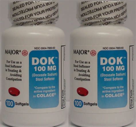 Major Docusate Sodium Stool Softener Laxative 100 mg Softgels 100/Btl (Pack of 2) - Walmart.com
