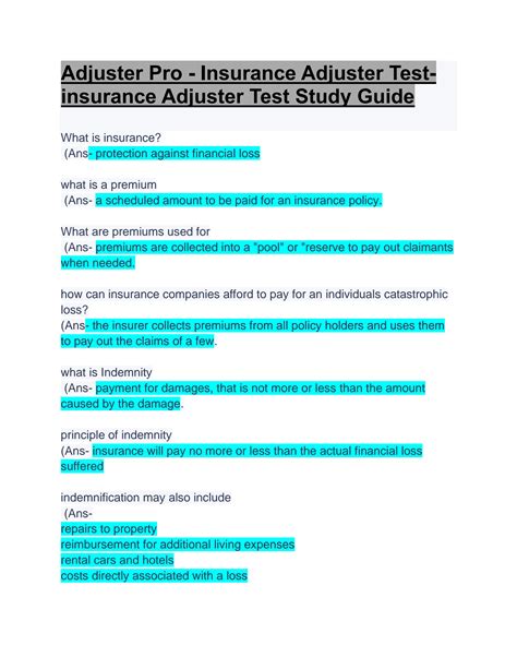 Image result for Insurance Test Study Guide